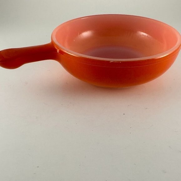 Vintage Mid Century Glasbake USA Orange/Red Milk Glass bowl crock 50s/60s - Picture 1 of 7